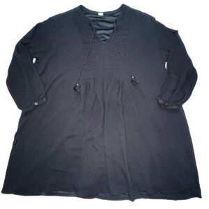 Old Navy Dress Womens XXL Boho Chic Black Tassels Hippie Pleated Minimalist Garb